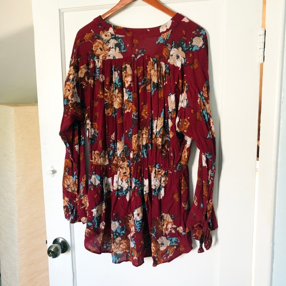 Burgundy Floral Top - Picture 2 of 5